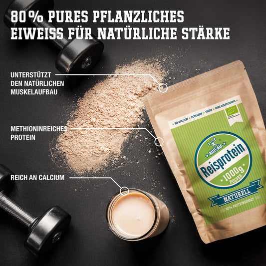 80% pures pflanzliches Eiweiss für natürlcihe Stärke: unterstützt den natürlichen Muskelaufbau, methioninreiches Protein, reich an Calcium
