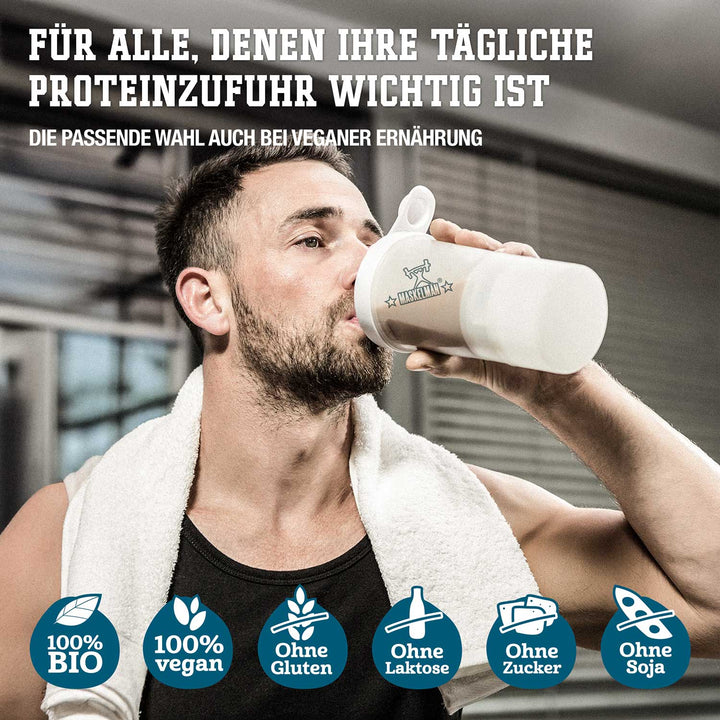 Für alle, denen ihre tägliche Proteinzufuhr wichtig ist: bio, vegan., ohne Gluten, ohne Laktose, ohne Zucker, ohne Soja