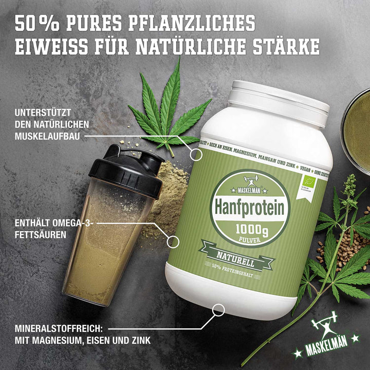 50% pures pflanzliches Eiweiß für natürliche Stärke. Unterstützt den natürlichen Muskelaufbau, enthält Omega-3-Fettsäuren, mineralstoffreich: mit Magnesium, Eisen und Zink